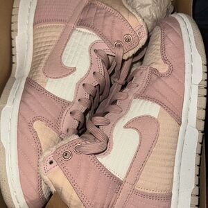 Nike Women's Blush Pink and Cream High-Top Sneakers